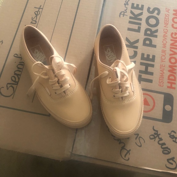 peach leather vans
